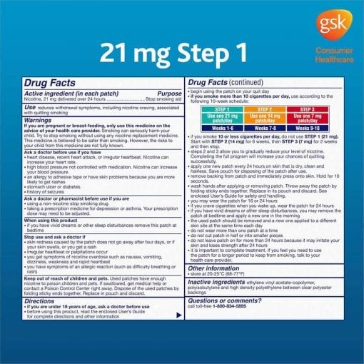 Miếng dán cai thuốc lá NicoDerm CQ Step 2 Clear Nicotine Patches 14mg 21 miếng - hình ảnh chi tiết 2
