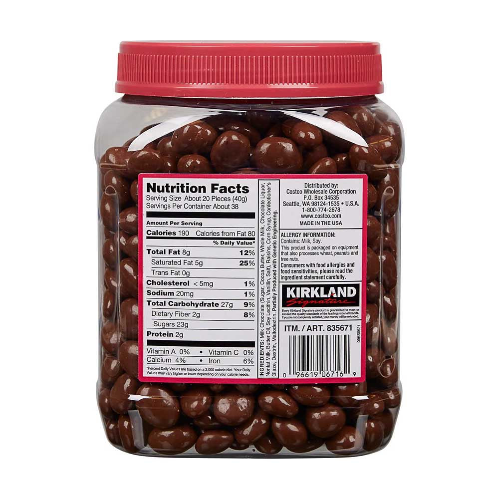 Socola nho Kirkland Signature Raisins, Milk Chocolate, 1.5kg - hình ảnh chi tiết 2