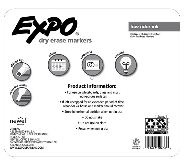 Bút Lông Viết Bảng Xóa Được Expo Low Odor Dry Erase Markers, Set 18 cây - hình ảnh chi tiết 3