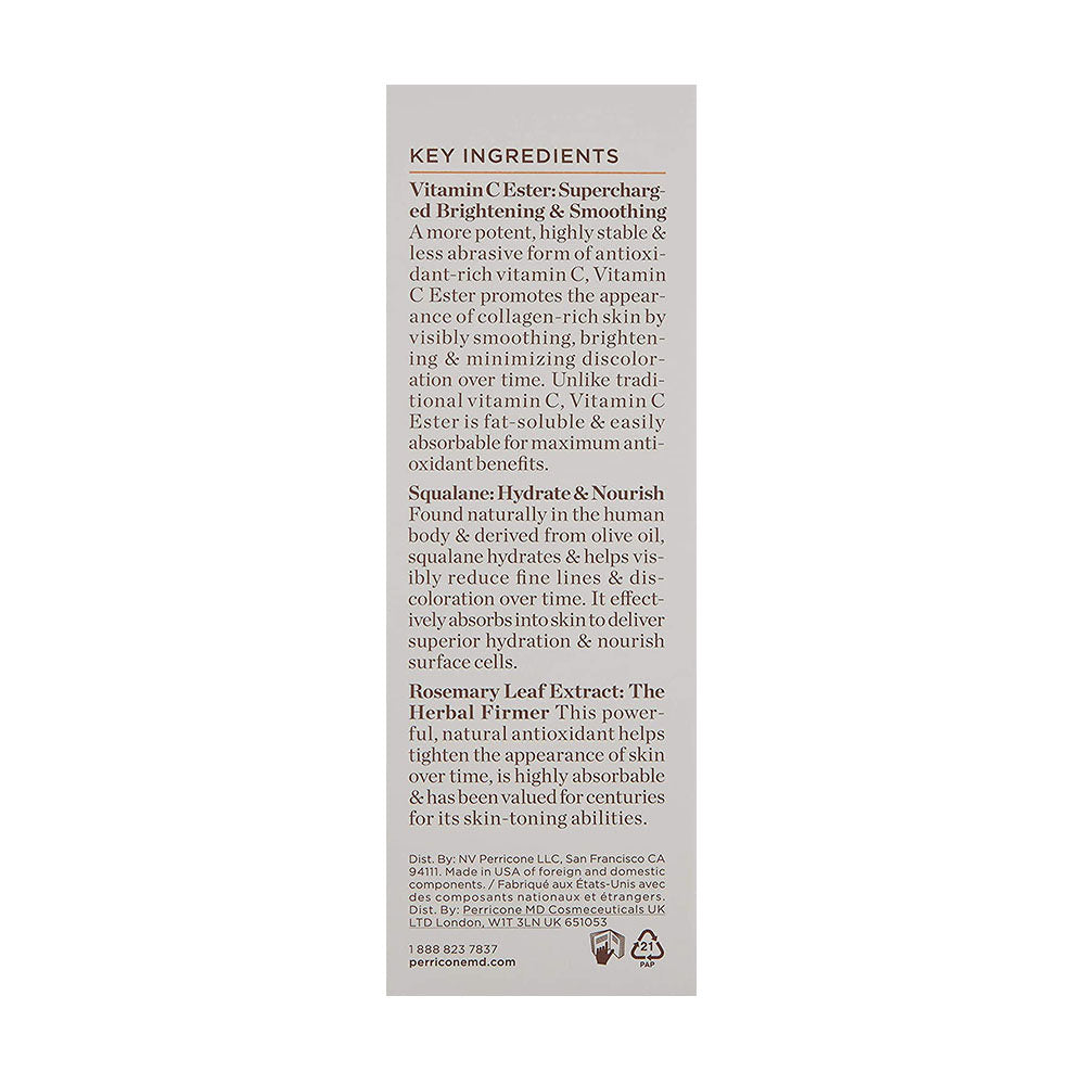 Serum Dưỡng Trắng Sáng Da Perricone MD Vitamin C Ester CCC + Ferulic Brightening Complex 20%, 59ml - hình ảnh chi tiết 3