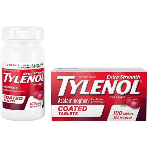 Viên giảm đau hạ sốt Tylenol Extra Strength Coated Tablets 500mg 100 viên - hình ảnh chi tiết 2