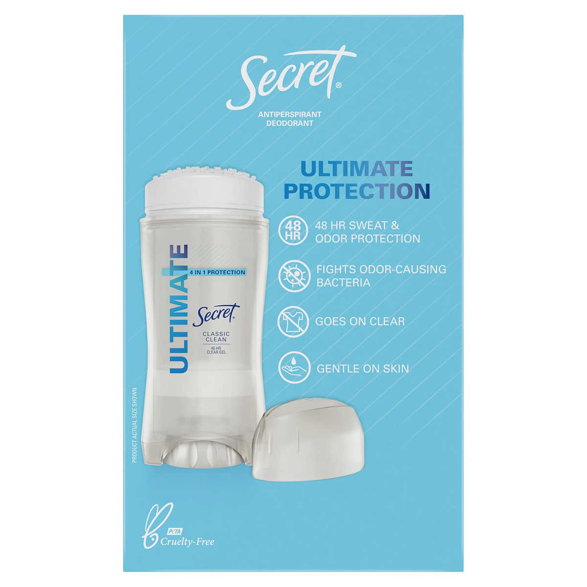 Lăn khử mùi Secret Ultimate Protection Clear Gel Antiperspirant, Classic Clean 73g (Mẫu Mới Màu Bạc) - hình ảnh chi tiết 4