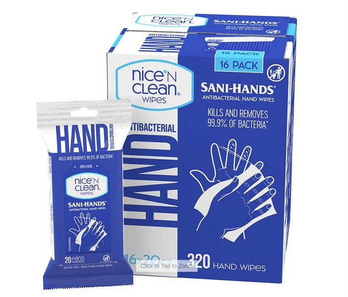 Khăn giấy kháng khuẩn Nice 'N CLEAN Antibacterial Hand Wipes, 16x20ct - hình ảnh sản phẩm chính