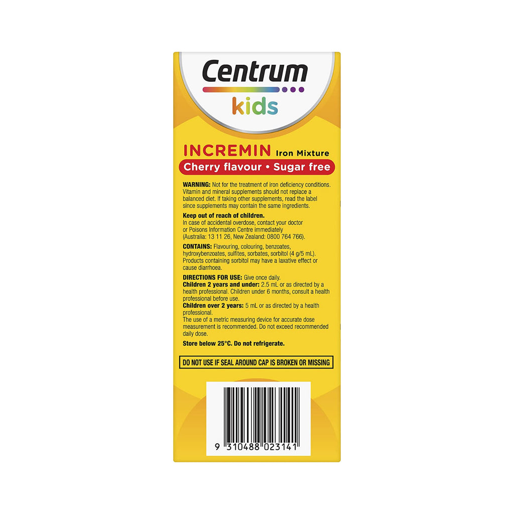 Siro dành cho bé biếng ăn Centrum Kids Incremin Iron Mixture 200ml của Úc - hình ảnh chi tiết 4