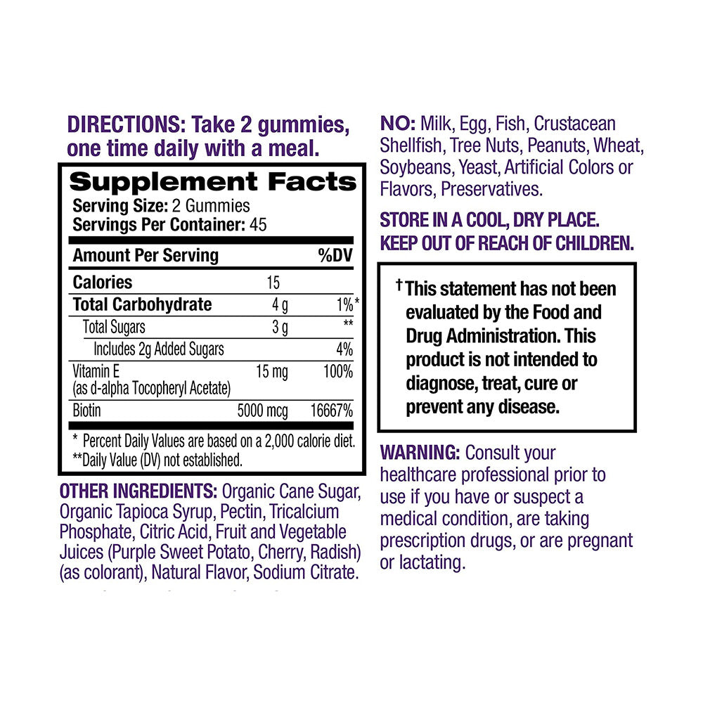 Kẹo dẻo đẹp da móng tóc Natrol Gummies Hair Skin Nails 90 viên - hình ảnh chi tiết 3