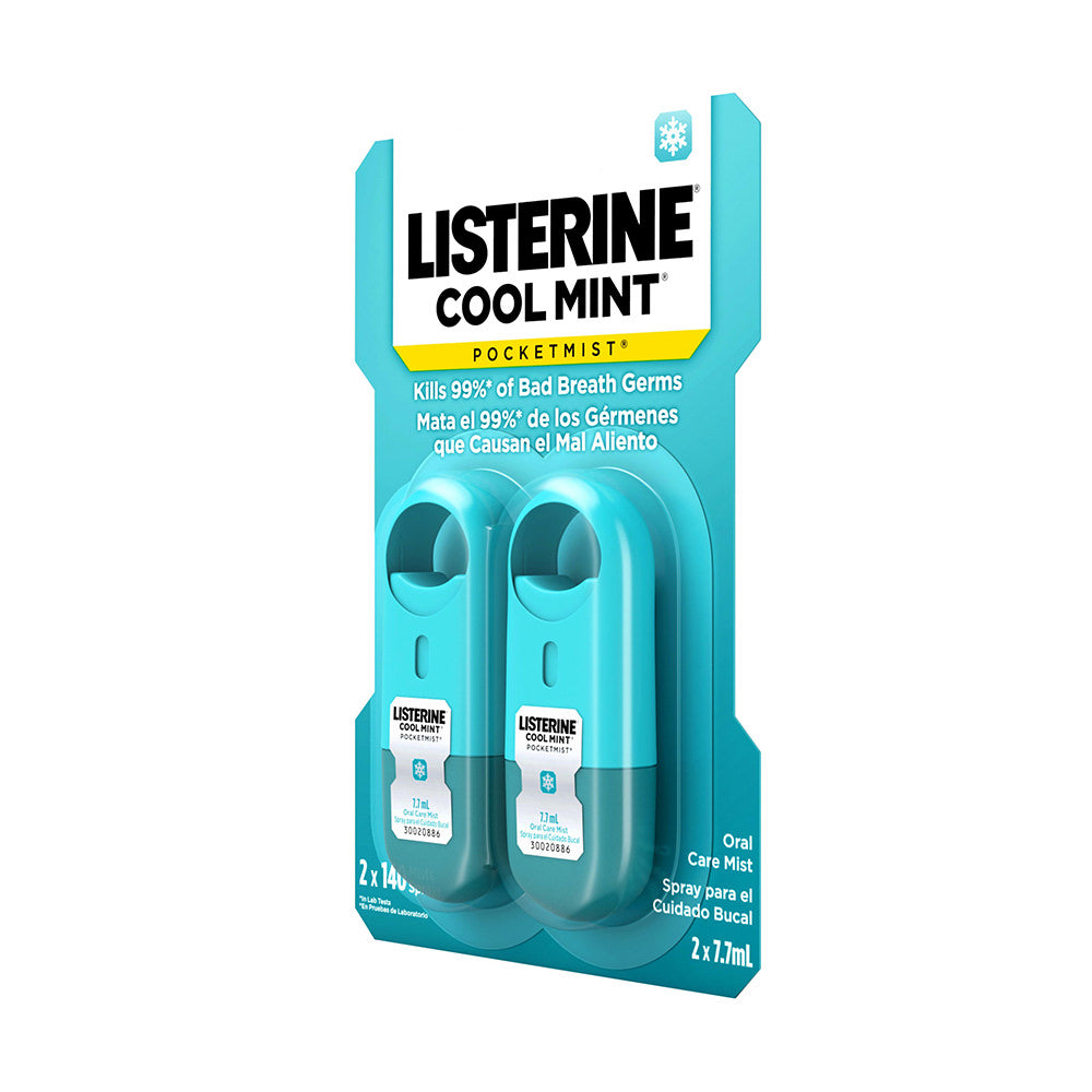 Xịt thơm miệng Listerine Cool Mint Pocketmist Set x2 chai 7.7ml - hình ảnh chi tiết 2