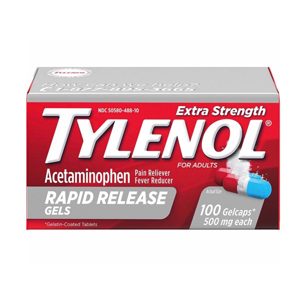 Viên uống giảm đau hạ sốt Tylenol Acetaminophen Extra Strength 500mg 100 Gelcaps - hình ảnh sản phẩm chính