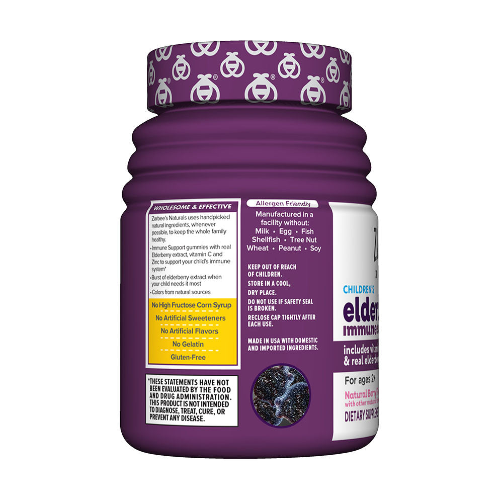 Kẹo tăng cường đề kháng cho trẻ Zarbee's Naturals Children's Elderberry Immune Support Gummies - Natural Berry - 42 viên - hình ảnh chi tiết 4