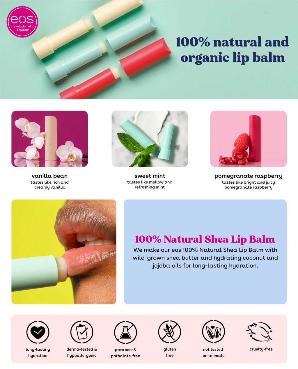 Son Dưỡng Môi Hữu Cơ EOS USDA Organic Smooth 9 Lip Balms - hình ảnh chi tiết 2