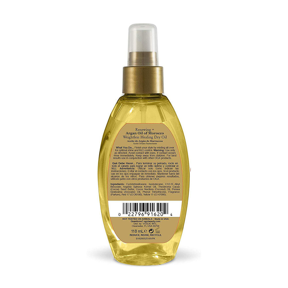 Xịt dưỡng tóc Biotin OGX Argan Oil Of Morocco Weightless Healing Dry Oil 118ml - hình ảnh chi tiết 2