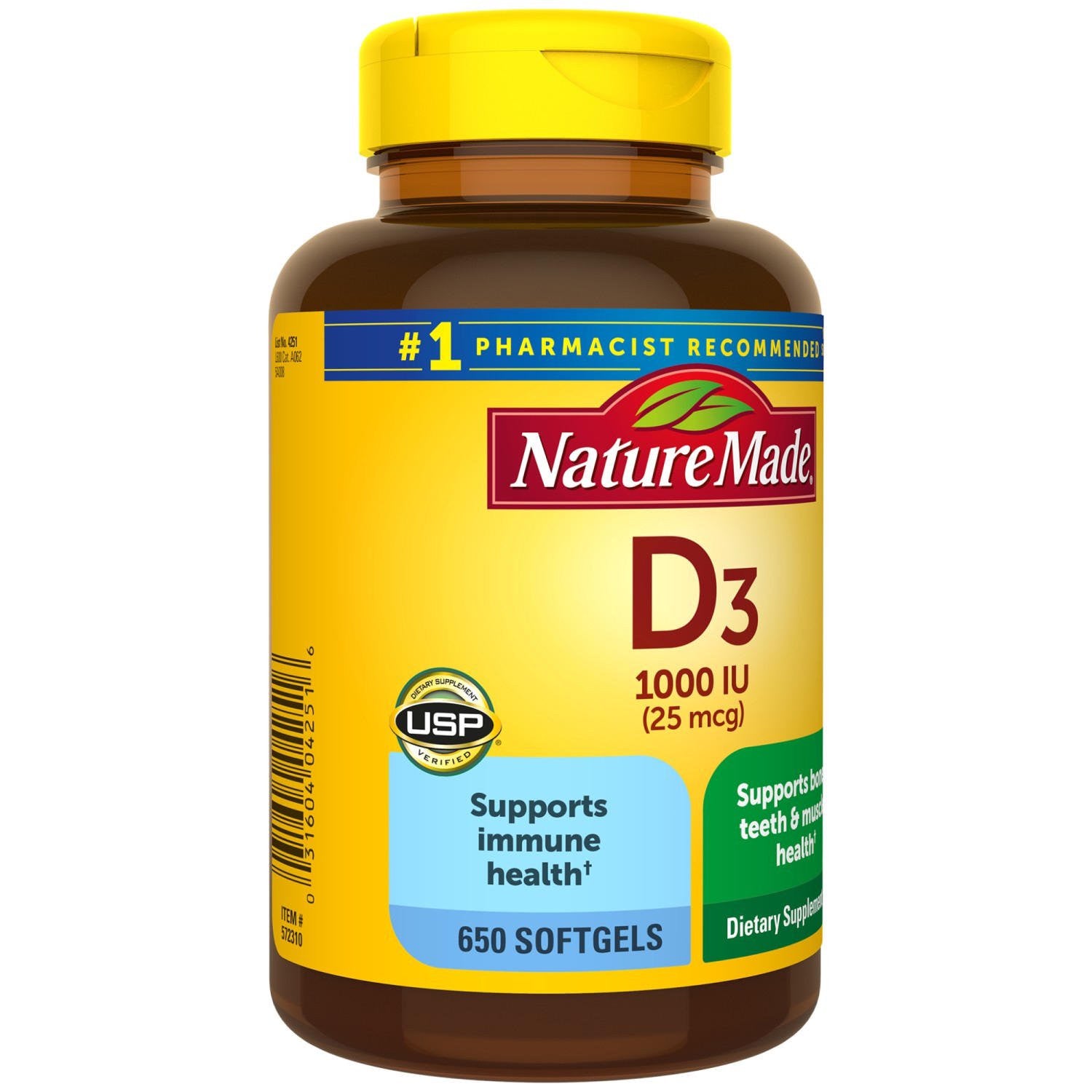 Viên uống bổ sung Vitamin D3 Nature Made D3 1000 IU 650 viên - hình ảnh chi tiết 2