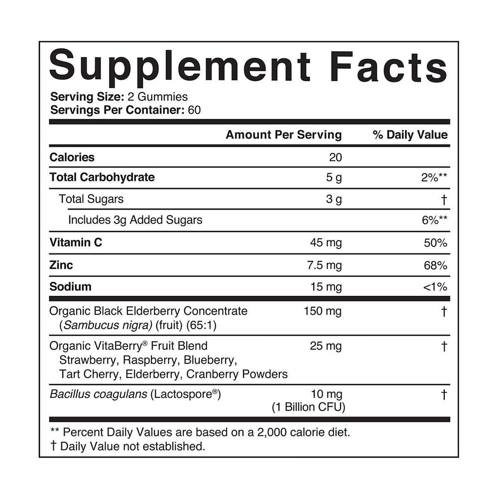 Kẹo Tăng Cường Miễn Dịch Cao Cấp Organic Elderberry Plus C and Zinc, 120 Viên - hình ảnh chi tiết 2