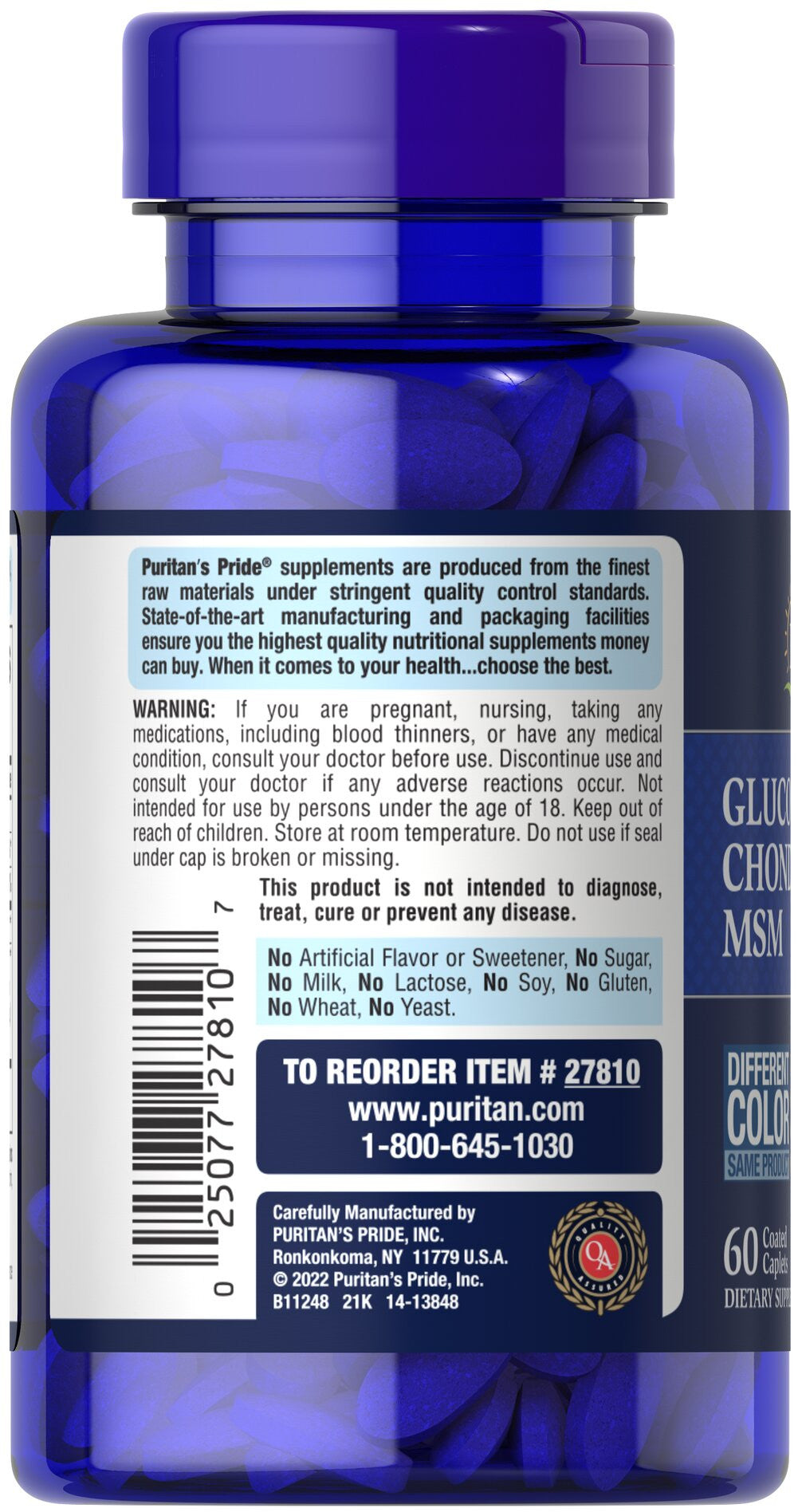 Viên uống hổ trợ xương khớp Puritan's Pride Glucosamine Chondroitin MSM 60 viên (Số 3) - hình ảnh chi tiết 3