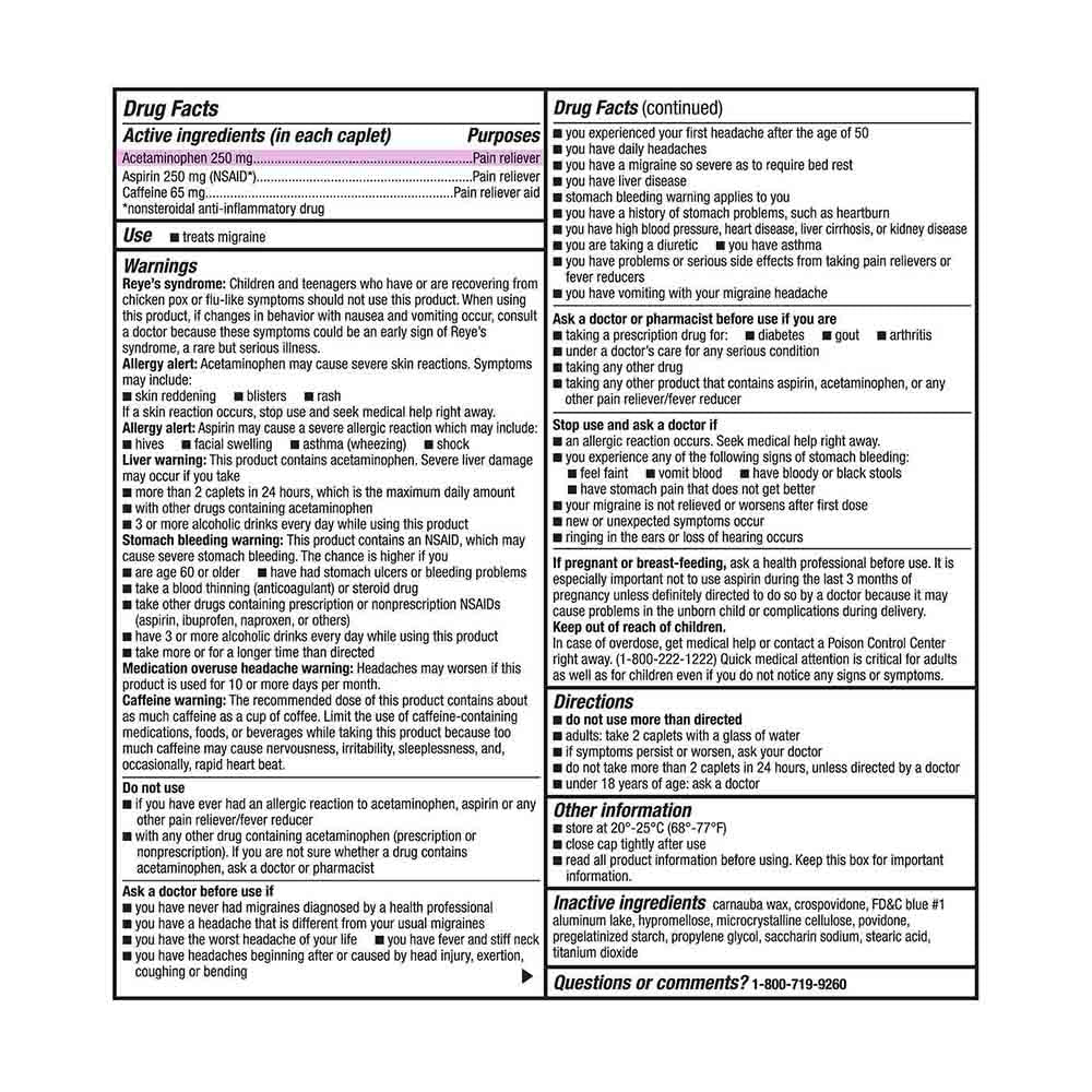 Viên uống hỗ trợ chứng đau nửa đầu Kirkland Signature Migraine Relief 400 Caplets - hình ảnh chi tiết 2