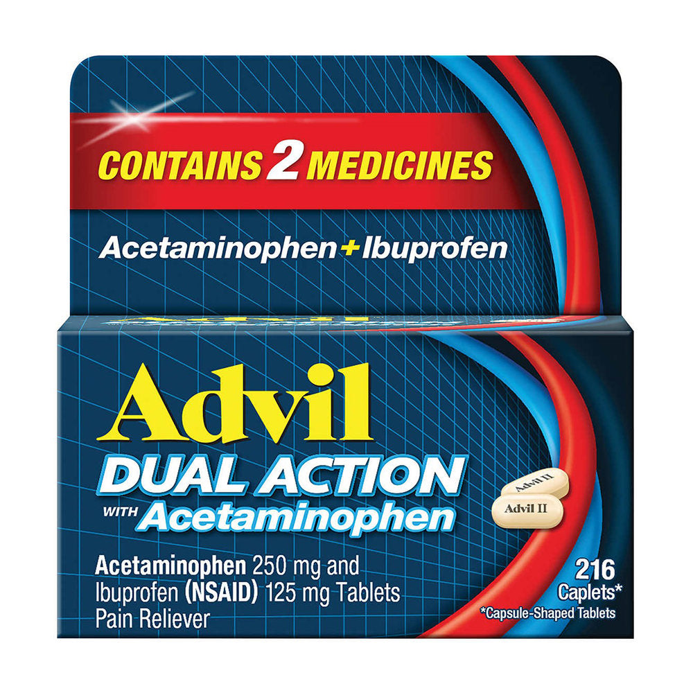 Viên giảm đau, hạ sốt Advil Dual Action Acetaminophen 250mg Ibuprofen 125mg 216 Caplets - hình ảnh chi tiết 2