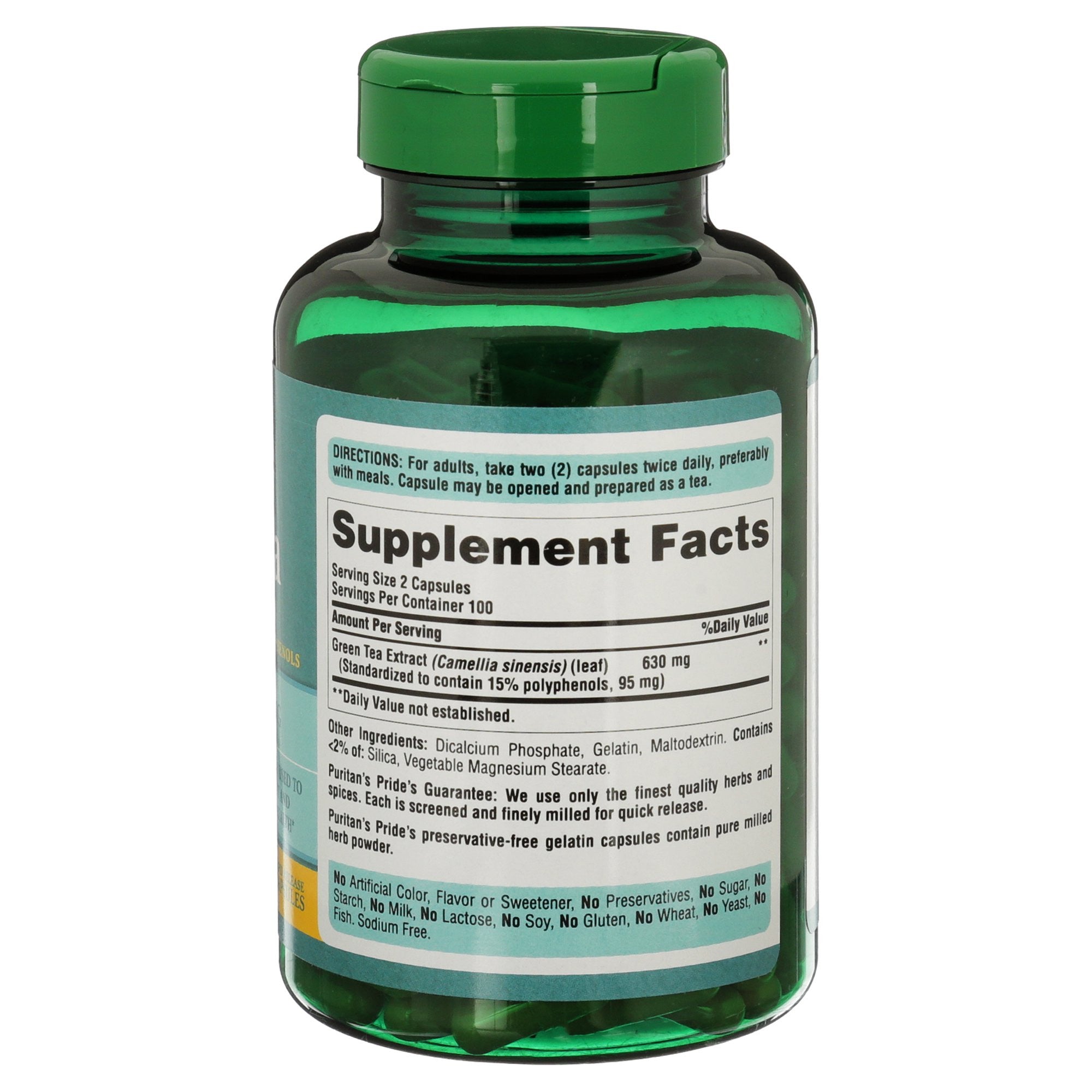 Viên uống giảm cân từ trà xanh Puritan's Pride Green Tea Extract 315mg 200 viên của Mỹ - hình ảnh chi tiết 2