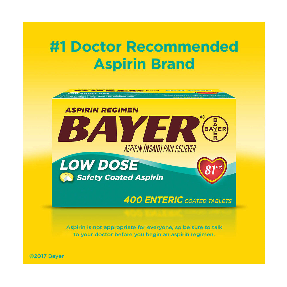 Viên giảm đau và ngăn ngừa nhồi máu cơ tim Bayer Low Dose Aspirin 81mg 400 viên - hình ảnh chi tiết 2