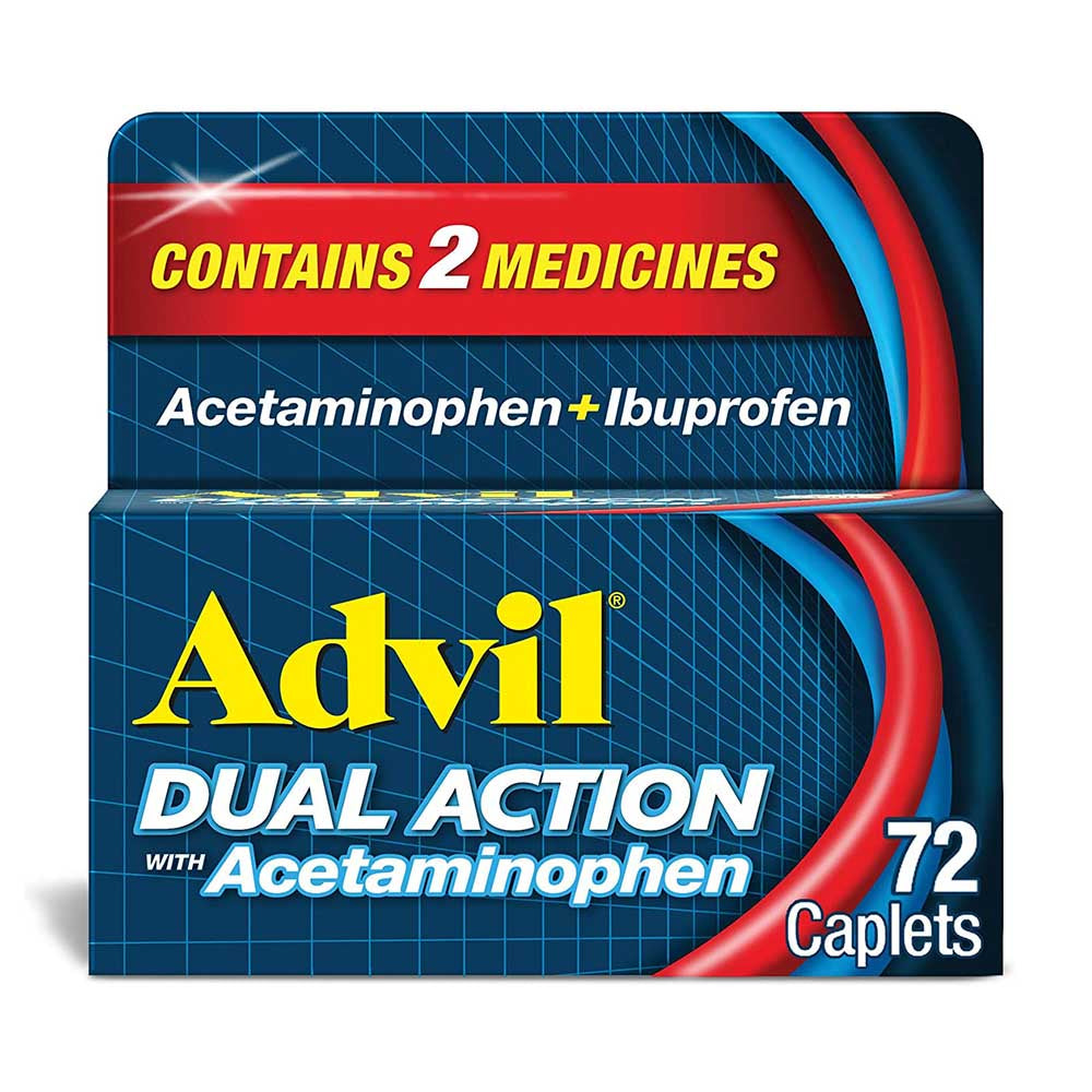 Viên giảm đau, hạ sốt Advil Dual Action Acetaminophen 250mg Ibuprofen 125mg 72 Caplets - hình ảnh sản phẩm chính
