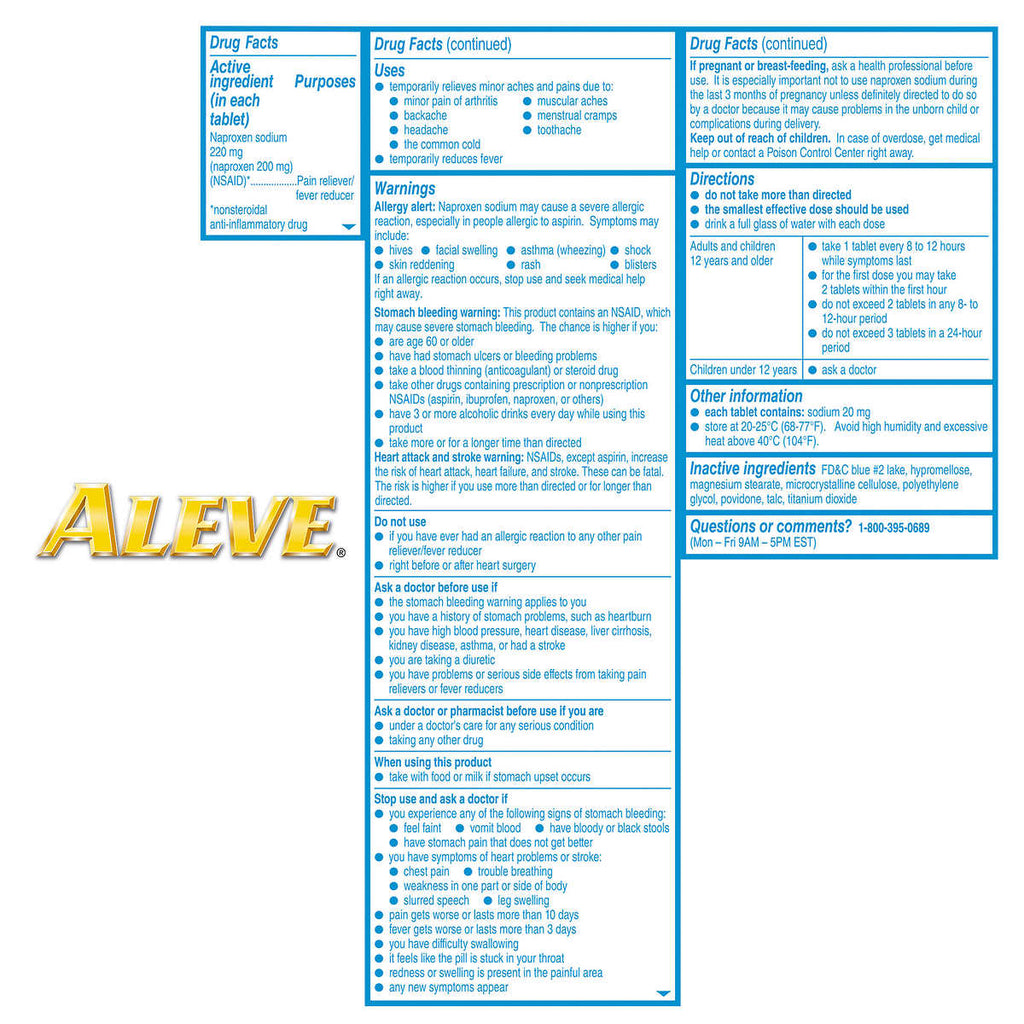 Viên uống giảm đau nhứt ALEVE Naproxen Sodium Tablets 220mg 320 viên - hình ảnh chi tiết 4