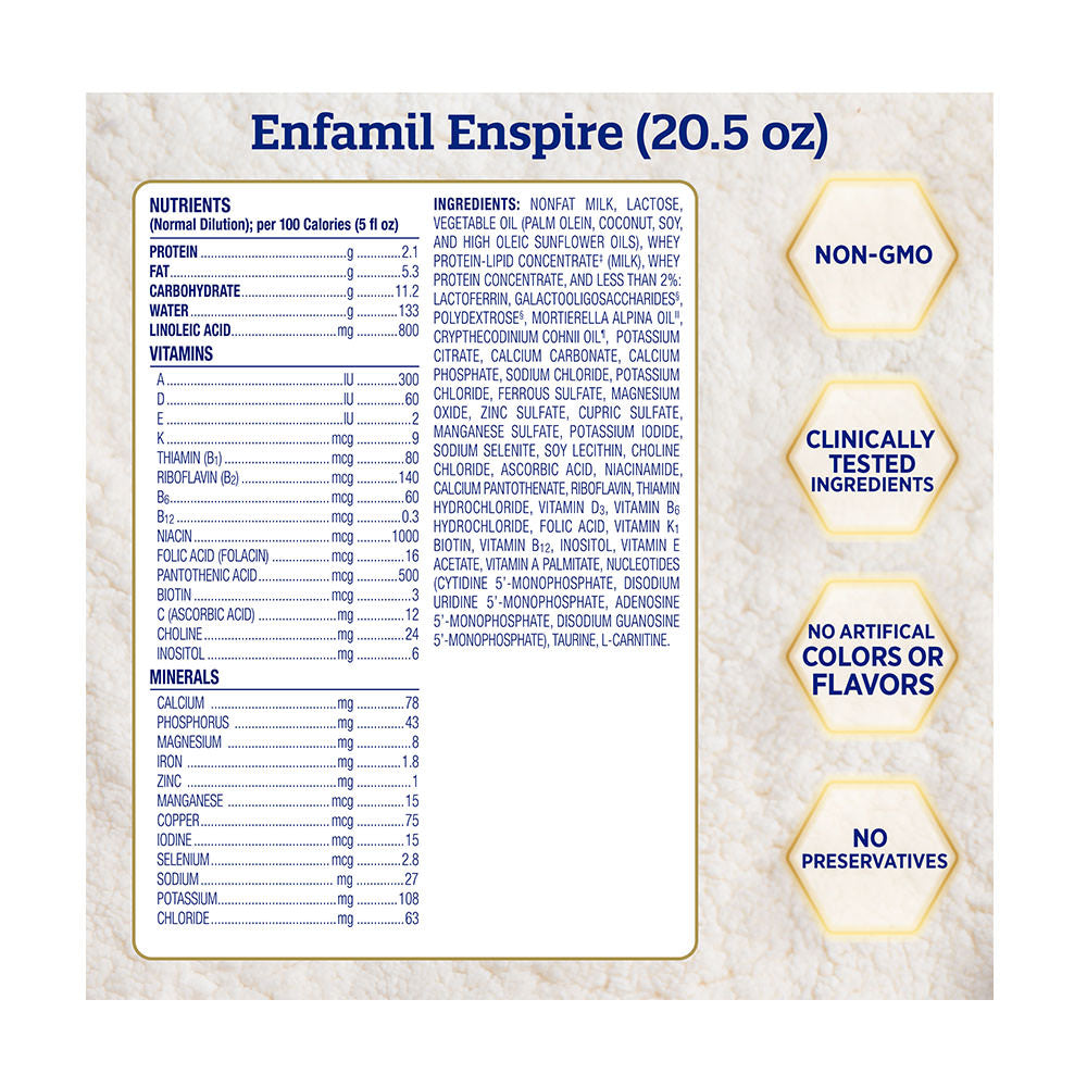 Sữa Enfamil Enspire dành cho bé từ 0–12 tháng Enfamil Enspire Infant Non-GMO 850g (Hộp giấy) - hình ảnh chi tiết 3