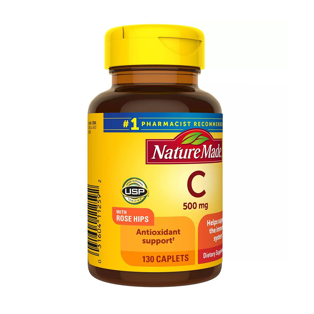 Viên uống bổ sung Vitamin C Nature Made Vitamin C 500 mg Caplets with Rose Hips - 130 viên - hình ảnh chi tiết 2