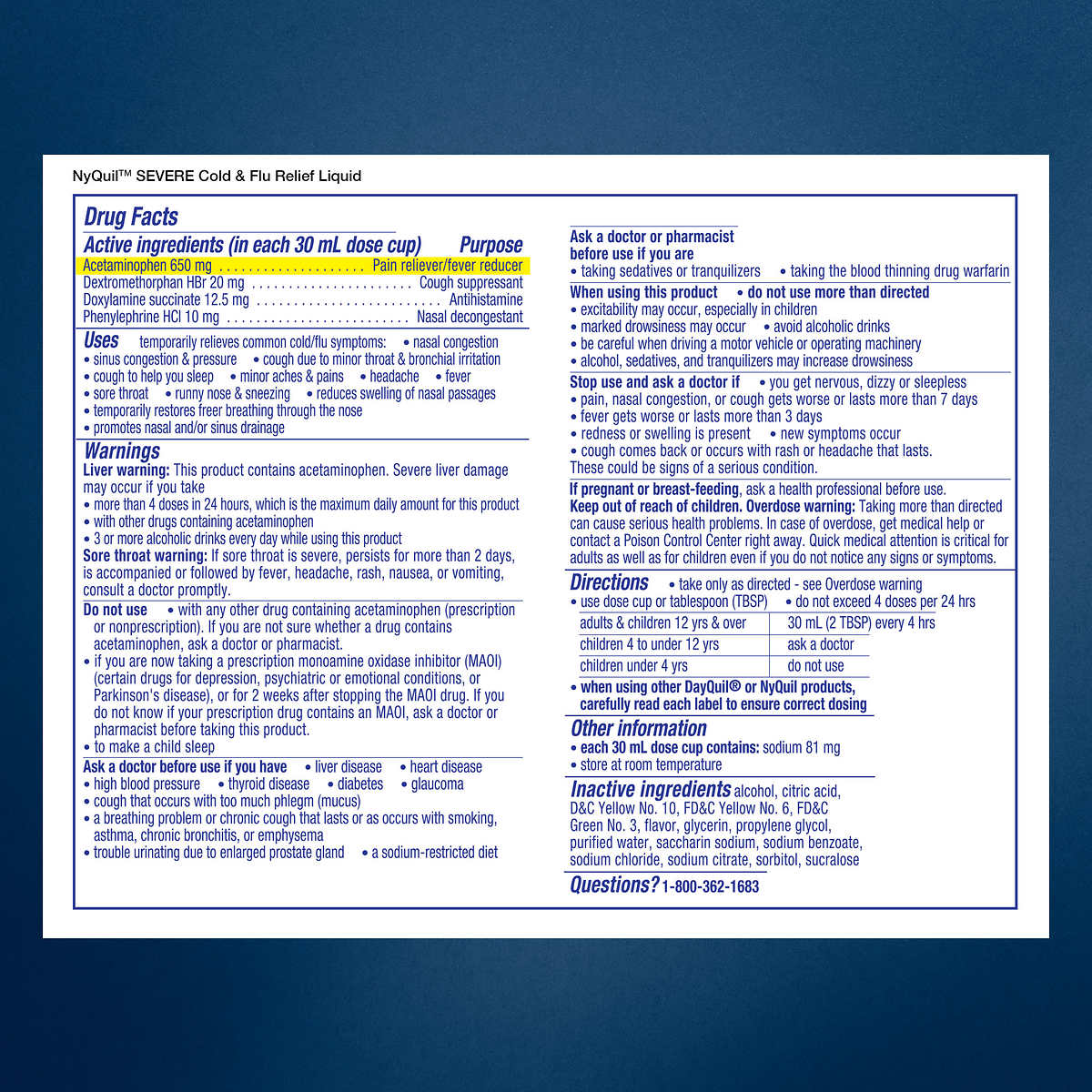 Siro cảm cúm Vicks NyQuil Nighttime Cold & Flu Symptom Relief 354ml (Original) (1 chai đơn) - hình ảnh chi tiết 2