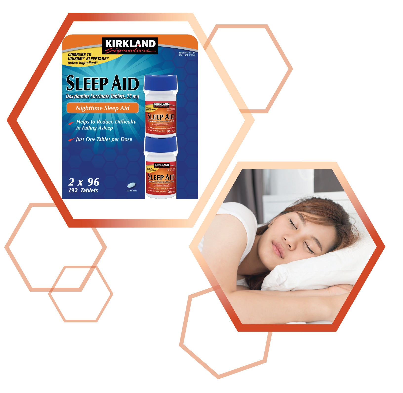 Viên uống hỗ trợ giấc ngủ ngon Kirkland Signature Sleep Aid 2 hộp x96 viên - hình ảnh chi tiết 4
