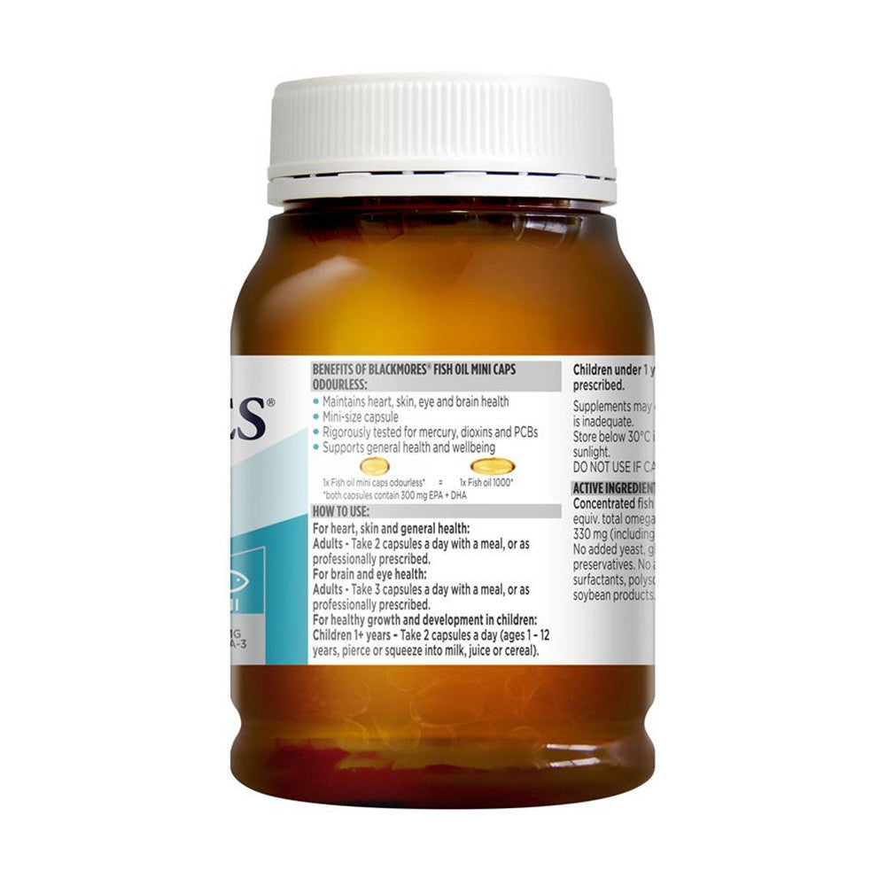 Dầu cá không mùi Blackmores Odourless Fish Oil Mini Caps 400 viên (Viên Nhỏ) - hình ảnh chi tiết 2