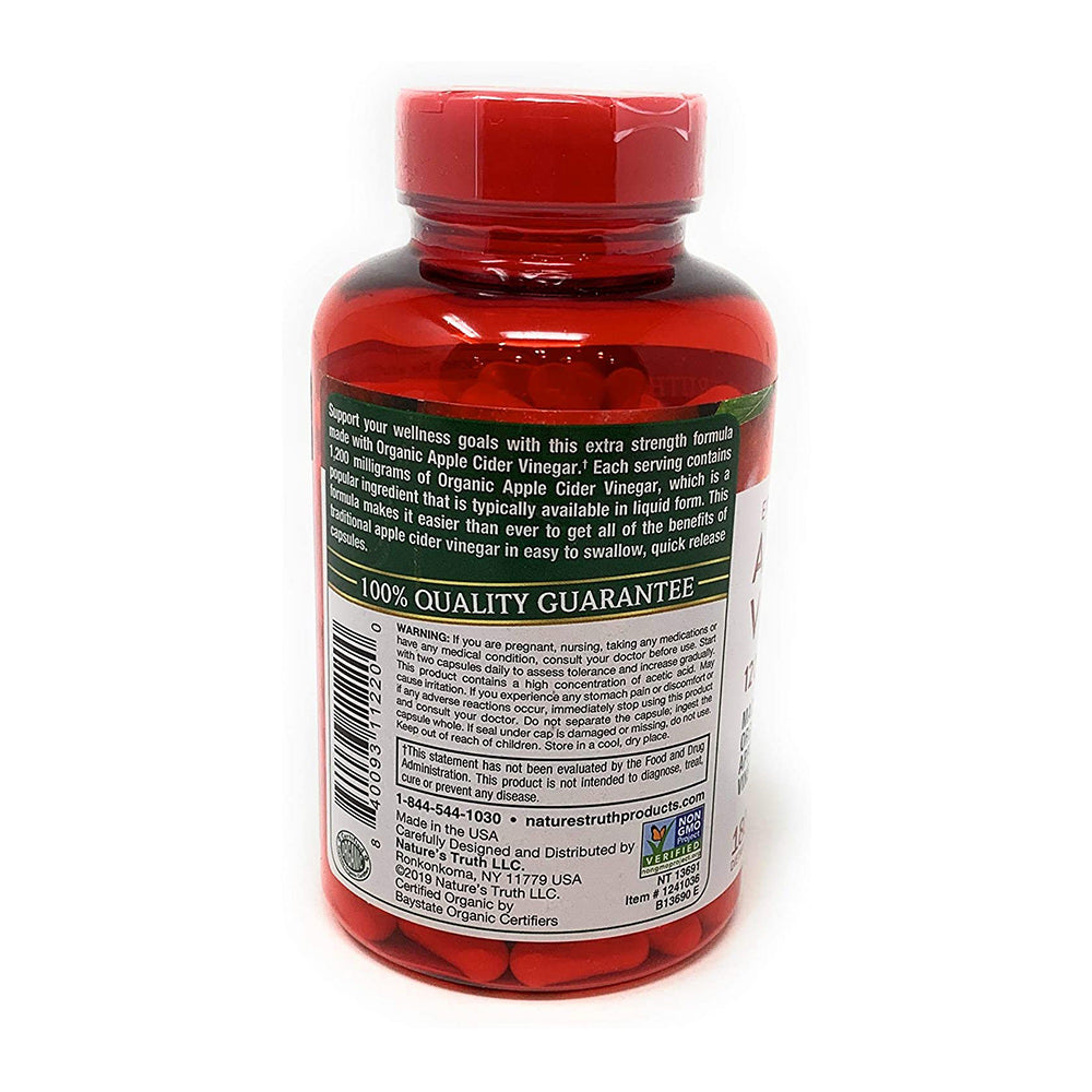 Viên giấm táo hữu cơ Nature’s Truth Apple Cider Vinegar 1200mg 180 viên - hình ảnh chi tiết 4