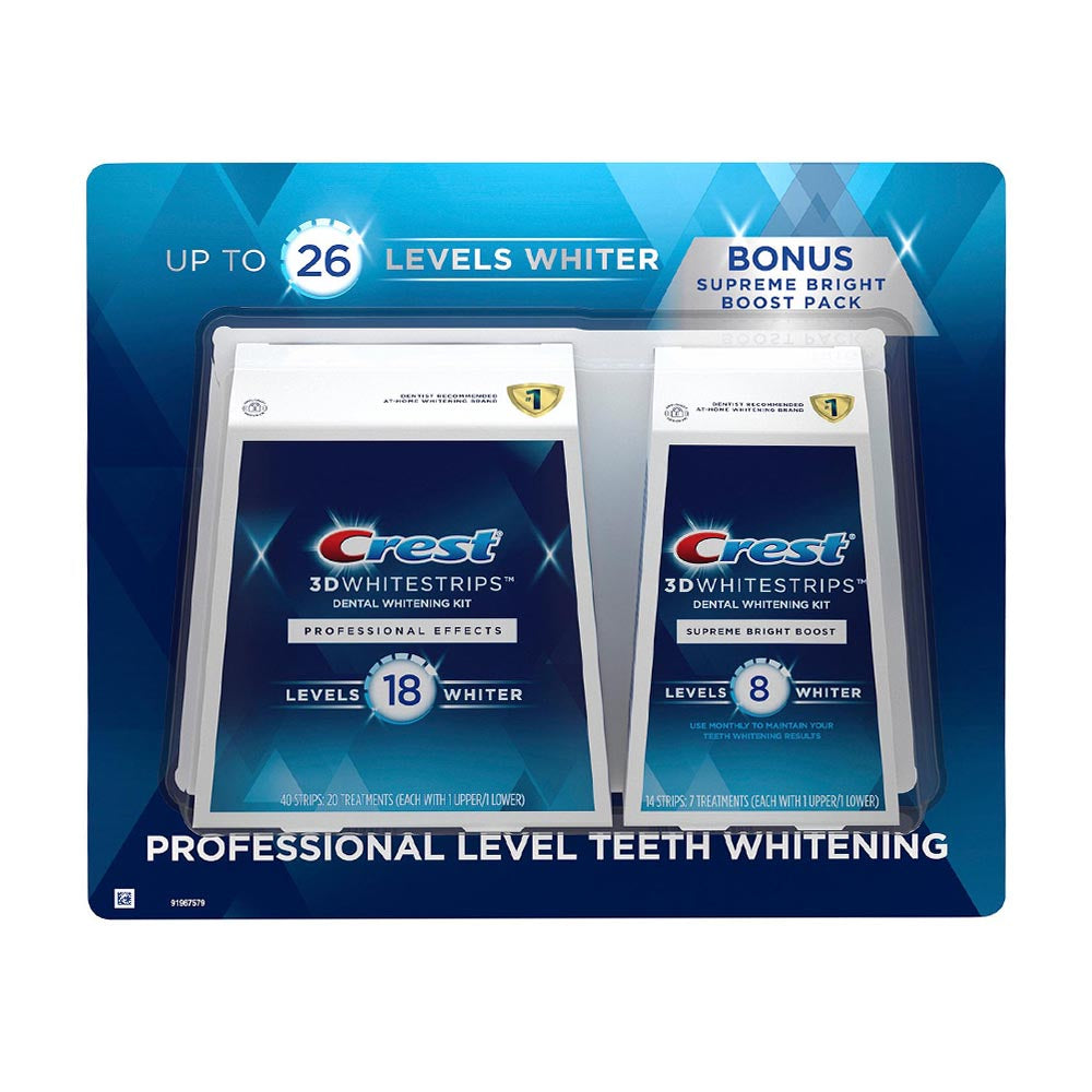 Miếng dán trắng răng Crest 3D Whitestrips Professional Effects 40 miếng Levels 18 Whiter + 14 miếng Levels 8 Whiter - hình ảnh sản phẩm chính