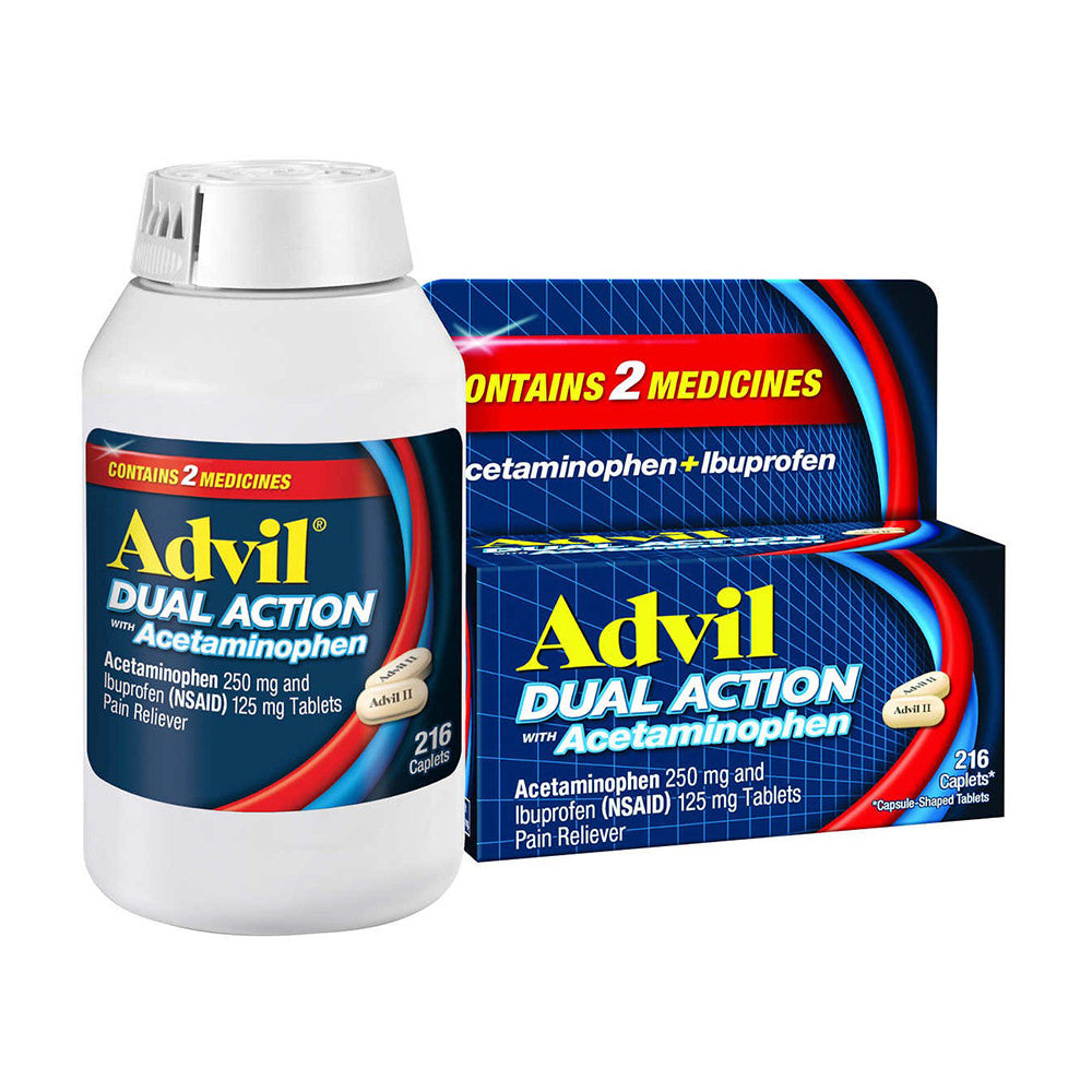 Viên giảm đau, hạ sốt Advil Dual Action Acetaminophen 250mg Ibuprofen 125mg 216 Caplets - hình ảnh sản phẩm chính