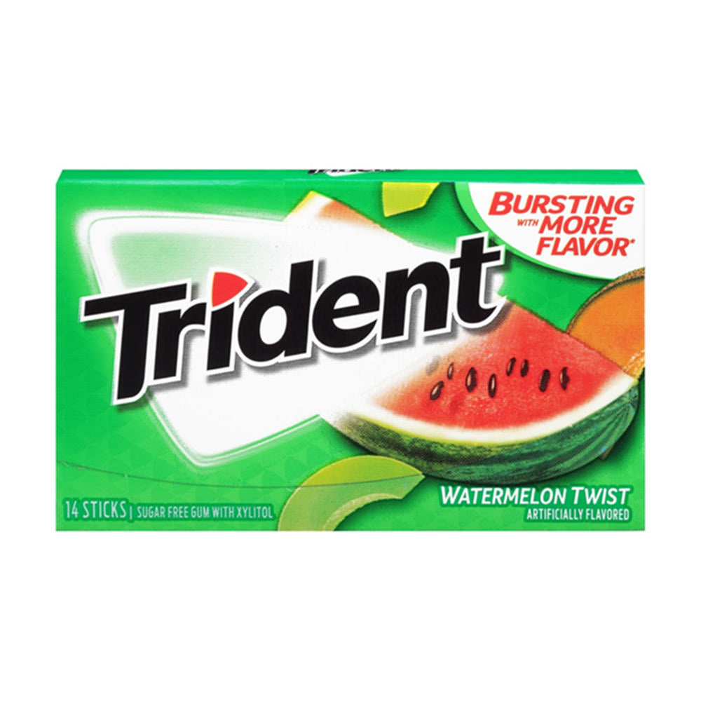 Trident Watermelon Twist Sugar Free Gum (1 vỉ 14 thanh) - hình ảnh sản phẩm chính