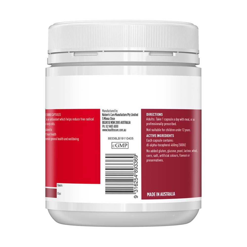 Viên uống bổ sung vitamin E Healthy Care 500IU 200 viên - hình ảnh chi tiết 4