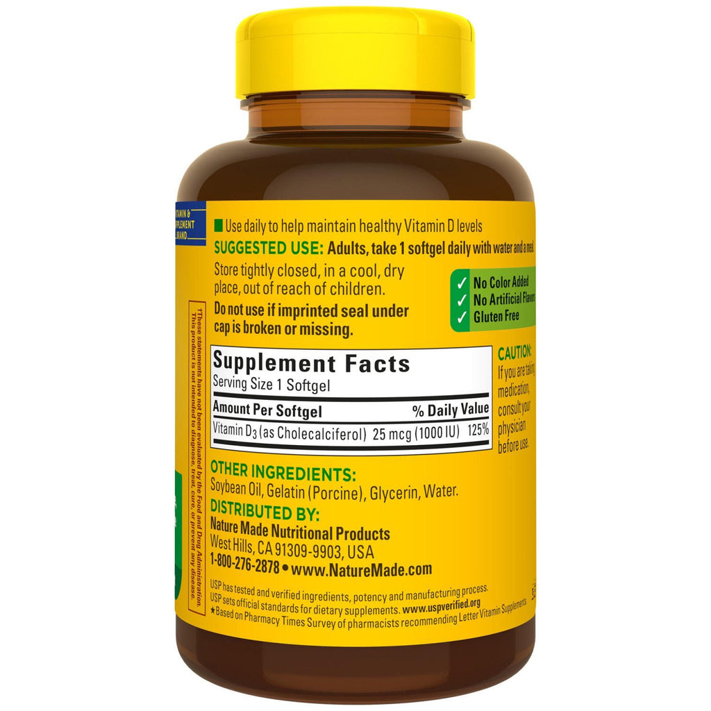 Viên uống bổ sung Vitamin D3 Nature Made D3 1000 IU 650 viên - hình ảnh chi tiết 3
