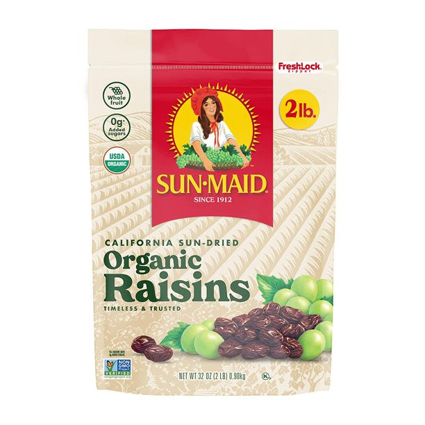 Nho khô hữu cơ Sun Maid California Organic Raisins nguyên hộp 2 túi 907g, tổng 1.81kg - hình ảnh chi tiết 2