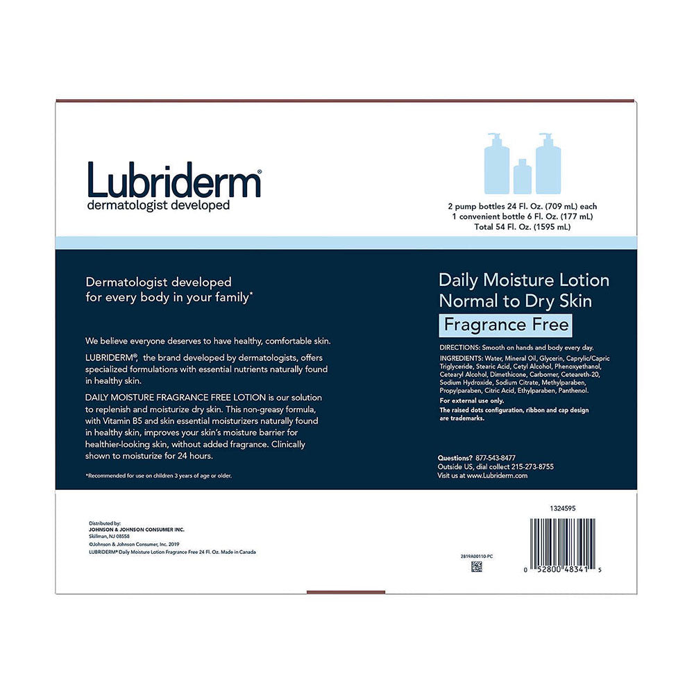 Set sữa dưỡng thể Lubriderm Daily Moisture Lotion 709ml x2 + 177ml x1 - hình ảnh chi tiết 2