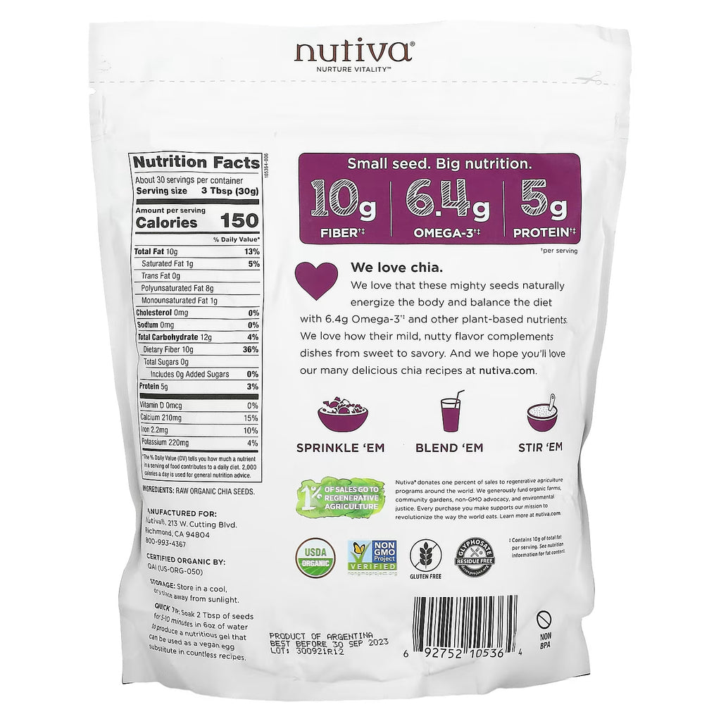 Hạt Chia Seed Nutiva Organic 907g - ảnh sản phẩm 2