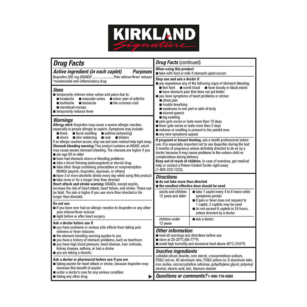 Viên uống hạ sốt giảm đau Kirkland Signature Acetaminophen 500mg 500 viên - hình ảnh chi tiết 2