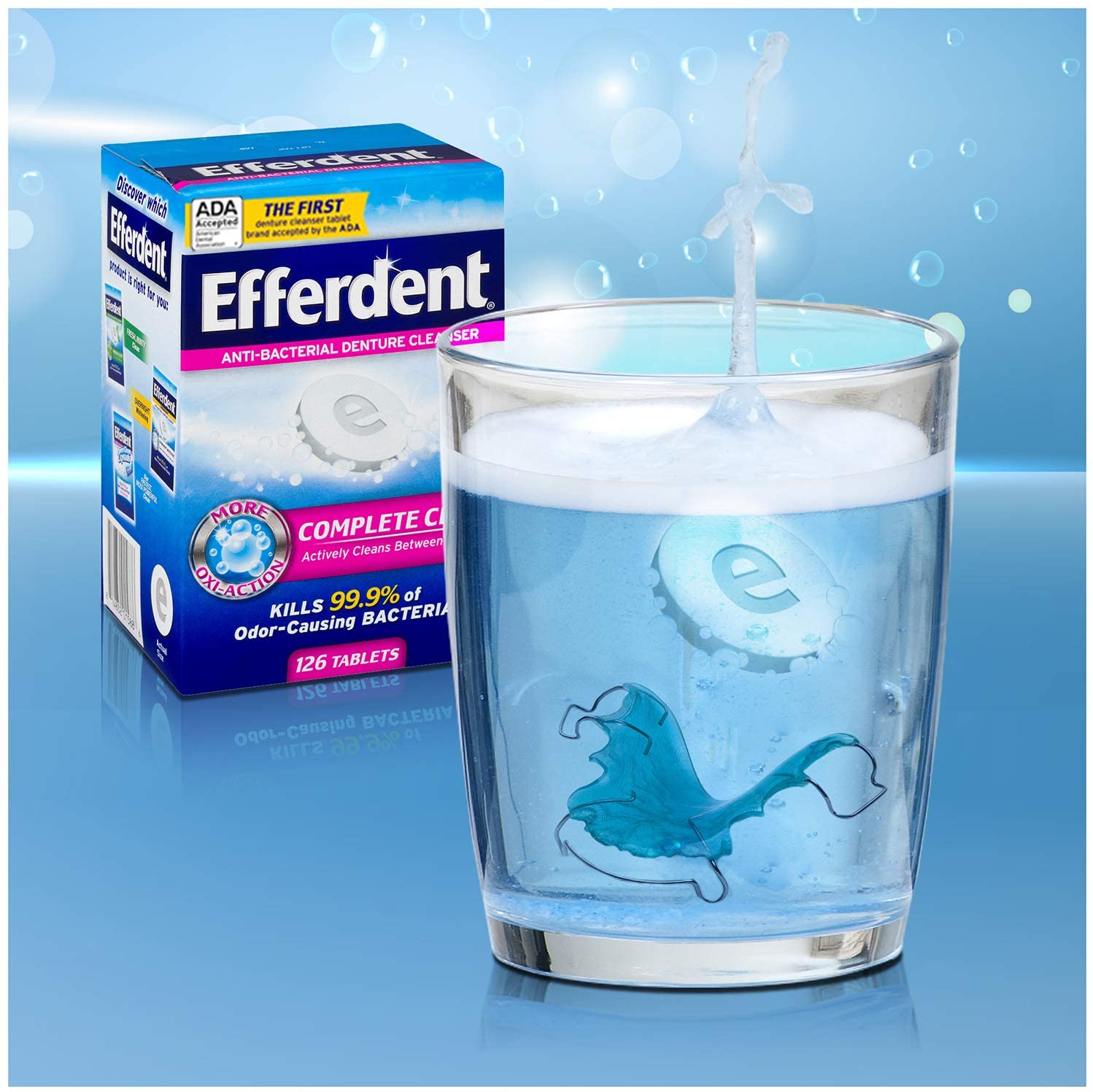 Viên vệ sinh răng giả Efferdent Anti-Bacterial Denture Cleanser 126 viên - hình ảnh chi tiết 3
