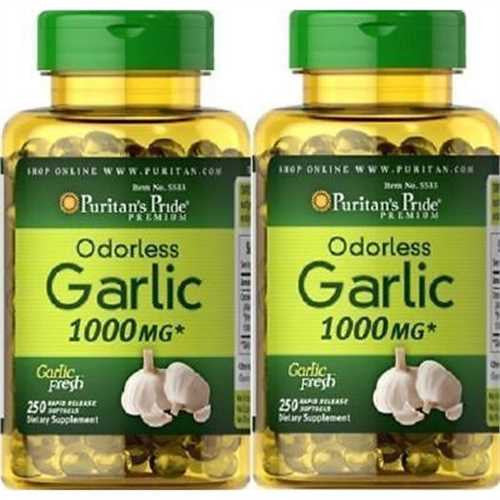 Viên uống tinh dầu tỏi Puritan’s Pride Odorless Garlic 1000mg 250 viên của Mỹ (hộp to) - hình ảnh chi tiết 2