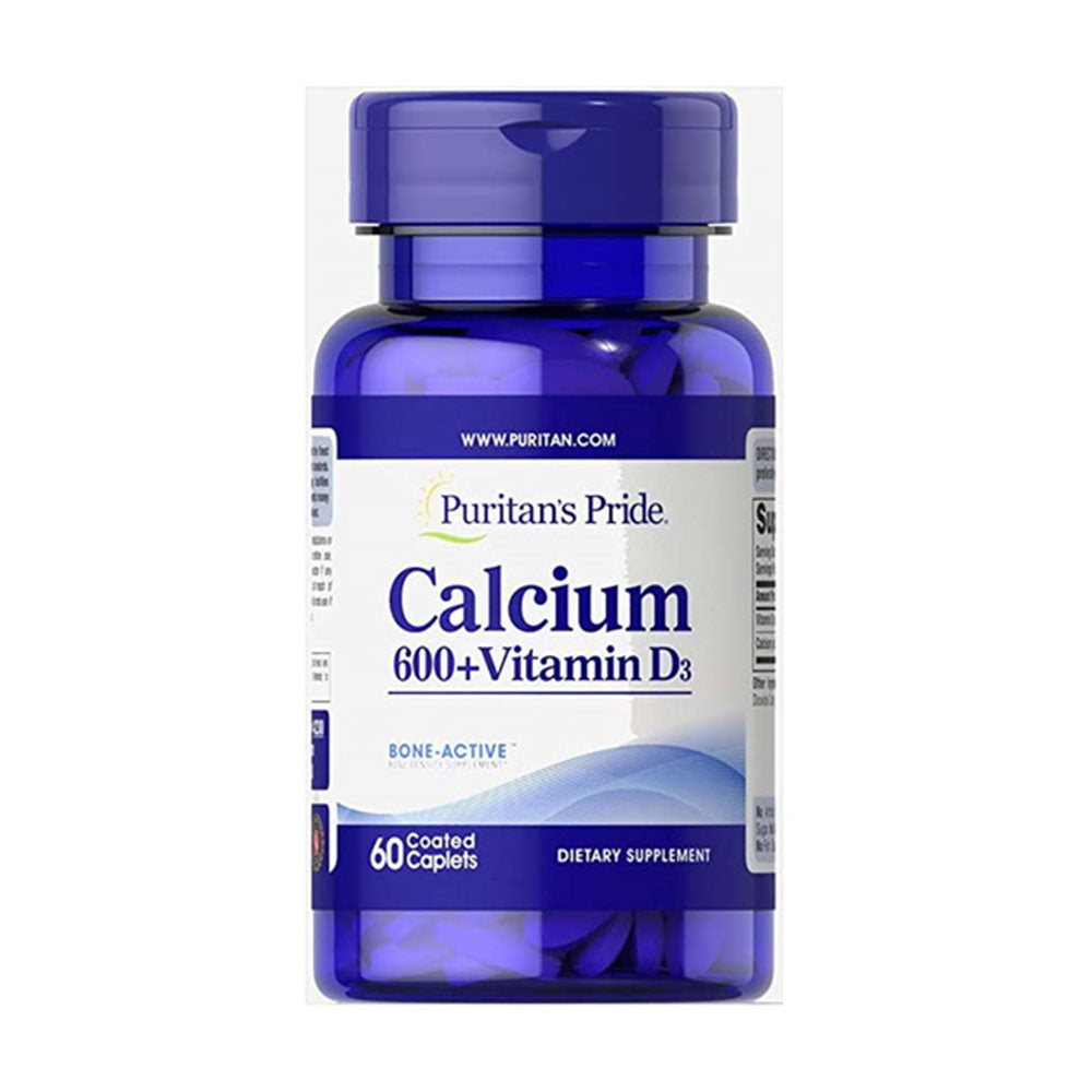 Viên uống bổ sung Canxi và Vitamin D3 chống loãng xương Puritan's Pride Calcium 600 + Vitamin D3 hộp 60 viên - hình ảnh sản phẩm chính