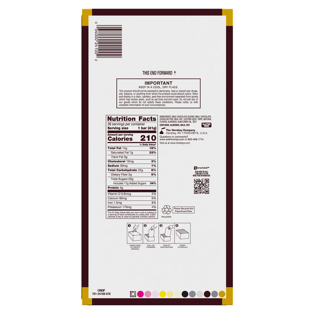 Socola Hershey’s Milk Chocolate with Whole Almonds 1.47kg - hình ảnh chi tiết 2