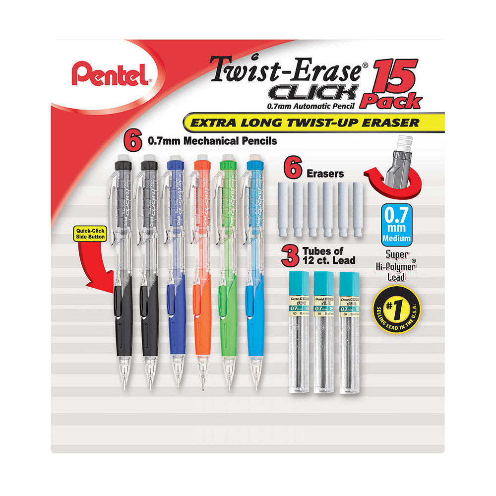 Set Viết Chì Có Ngòi Thay Pentel Twist-Erase Click Mechanical Pencil, 15-count - hình ảnh sản phẩm chính