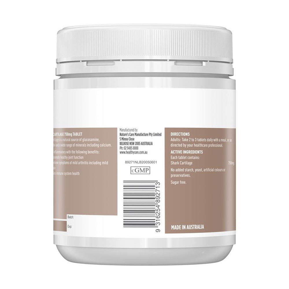 Sụn vi cá mập Healthy Care Shark Cartilage 750mg 200 viên - hình ảnh chi tiết 3