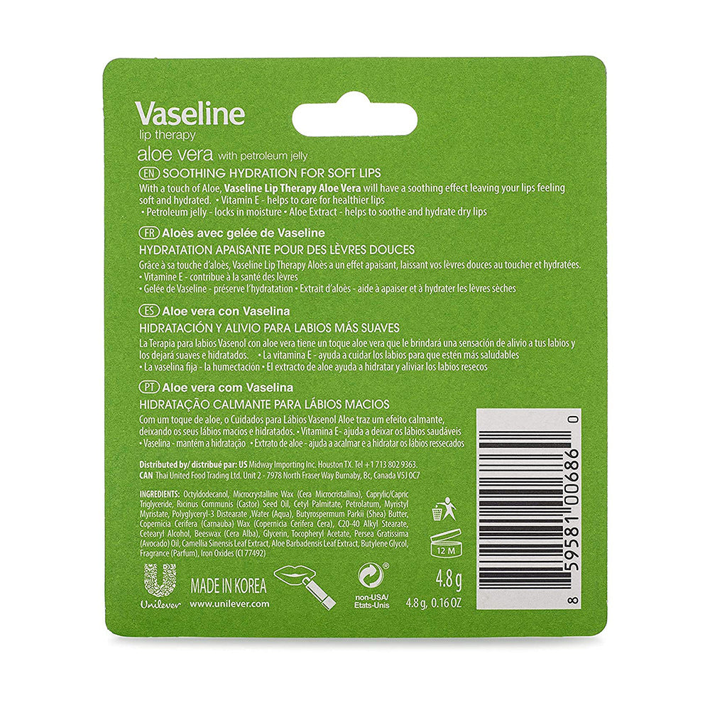 Son dưỡng môi Vaseline Lip Therapy Aloe Vera 4.8g - hình ảnh chi tiết 4