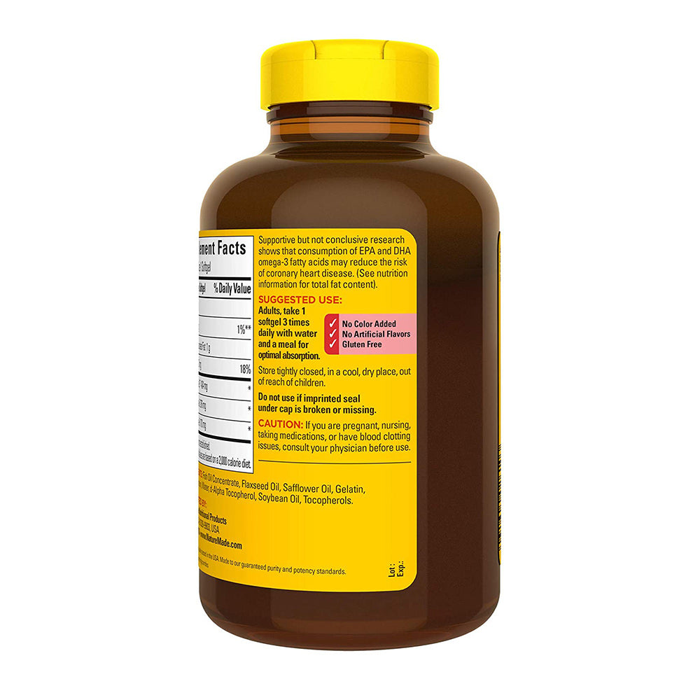 Viên uống Triple Omega 3 6 9 Nature Made hộp 180 viên của Mỹ - hình ảnh chi tiết 3