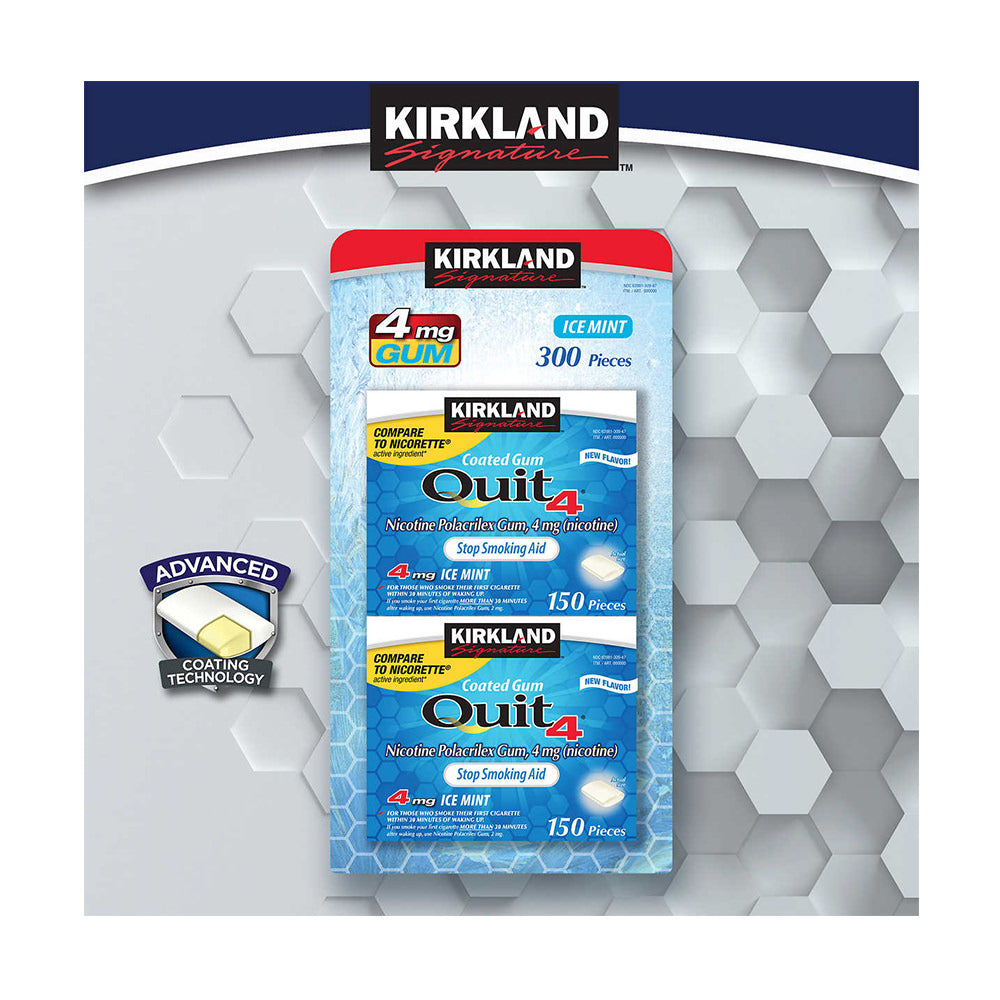 Kẹo cai thuốc lá Kirkland Signature Quit 4 Gum Ice Mint 150 viên (1 hộp đơn) - hình ảnh chi tiết 2