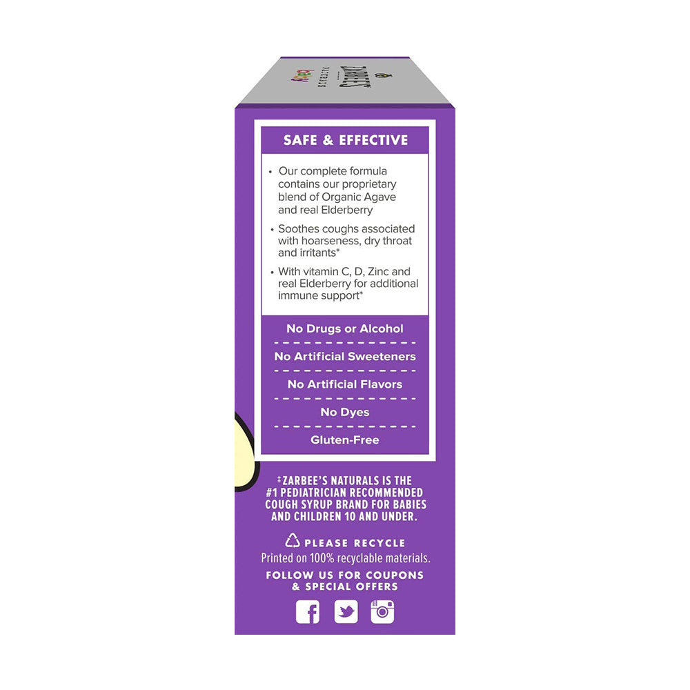 Siro trị ho và tăng đề kháng với mật ong đen và elderberry Zarbee's từ 2 tháng tuổi 59ml - hình ảnh chi tiết 3
