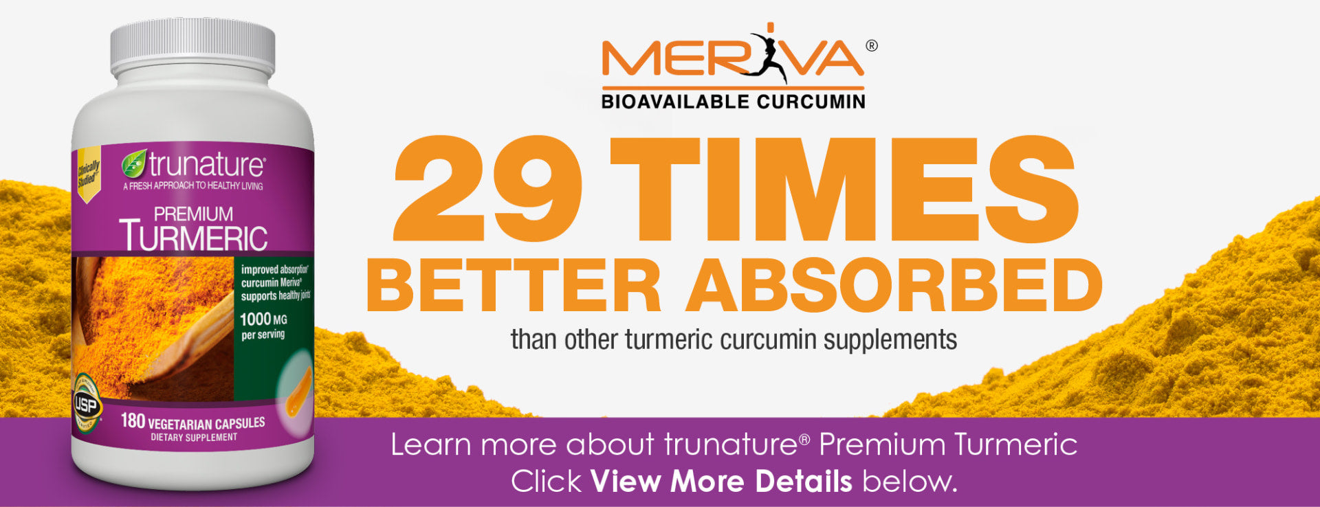 Tinh chất nghệ hỗ trợ hệ miễn dịch toàn diện Trunature Premium Turmeric 1,000mg 180 Capsules - hình ảnh chi tiết 3