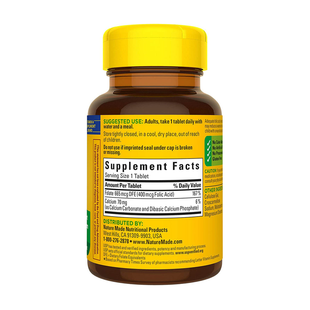 Viên uống Bổ Sung Axit Folic NATURE MADE FOLIC ACID 400MCG 250 viên của Mỹ - hình ảnh chi tiết 3